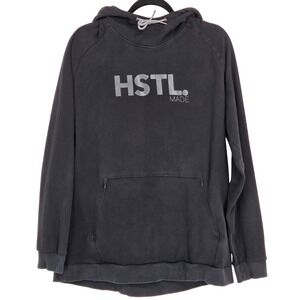 HSTL Made Men's XXL 2XL Washed Black Performance Hoodie Sweatshirt Logo Gym